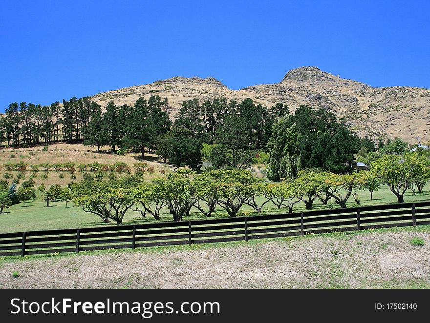 Beautiful Rural Landscape with Fence in the Foreground.