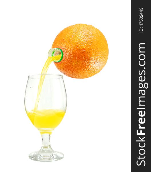 Orange juice pouring into a glass. Orange juice pouring into a glass