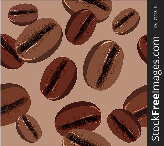 Seamless brown coffee beans on beige background. Seamless brown coffee beans on beige background