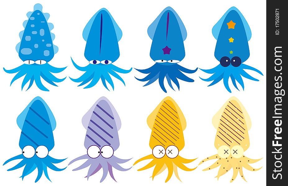 A group of squid illustration