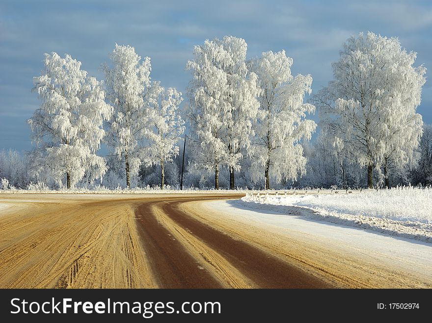 Winter road. Bautiful and dangerous way. Somewhere in Russia. Winter road. Bautiful and dangerous way. Somewhere in Russia.