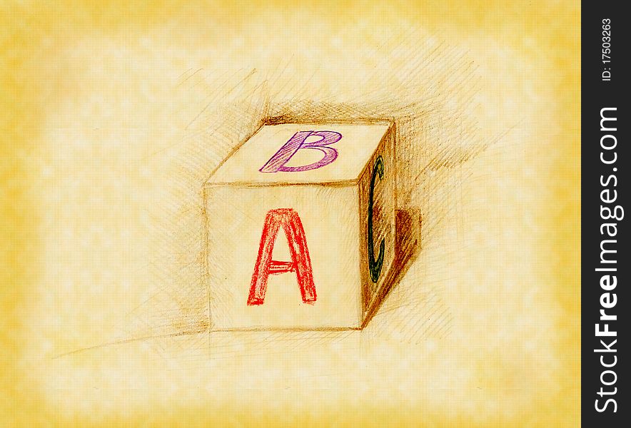 Alphabet Block Drawn In Pencil