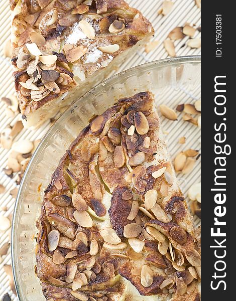 Tasty cake with almond flakes. Tasty cake with almond flakes