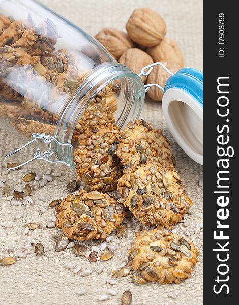 Crispy cookies with pumpkin and sunflower seeds