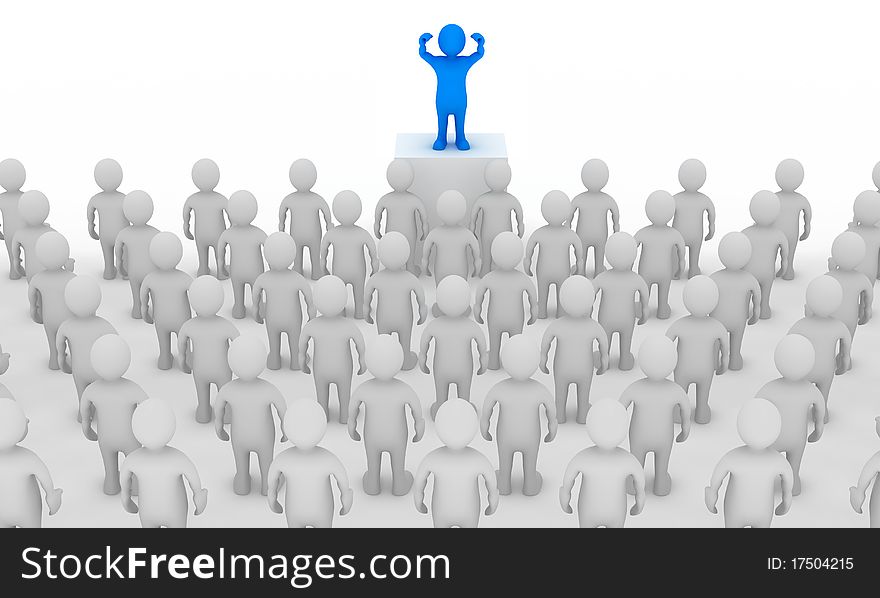 3D render of a man standing on stage. 3D render of a man standing on stage