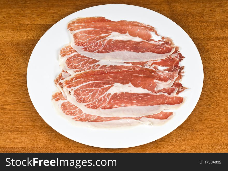 Plateful of thinly sliced Iberico Ham. Plateful of thinly sliced Iberico Ham.