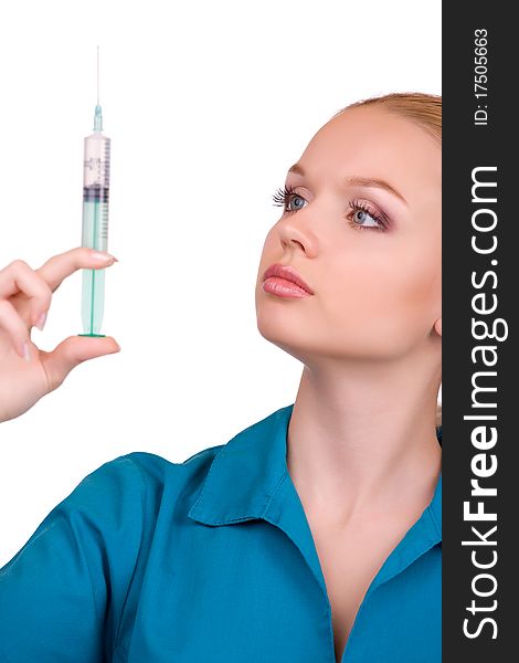 Female doctor with a syringe