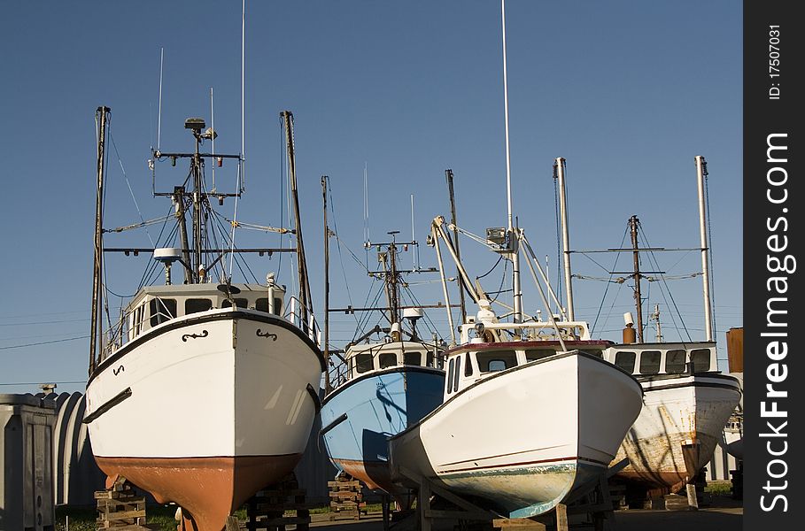 Fishing boat dry docked at the end of the season. Fishing boat dry docked at the end of the season