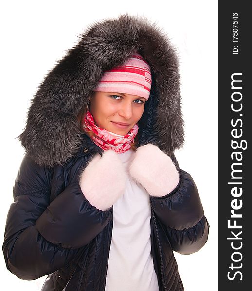 Beautiful happy smiling woman dressed with winter clothes. Beautiful happy smiling woman dressed with winter clothes