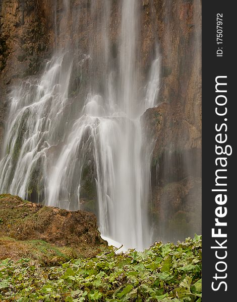 Waterfall Close in Croatia, Plitvice