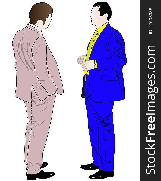 Illustration of talking businessmen under the white background