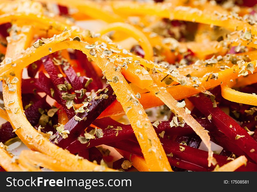 A salad of beets and carrots