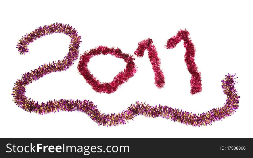 Number 2011 from a tinsel on a white background. Number 2011 from a tinsel on a white background.