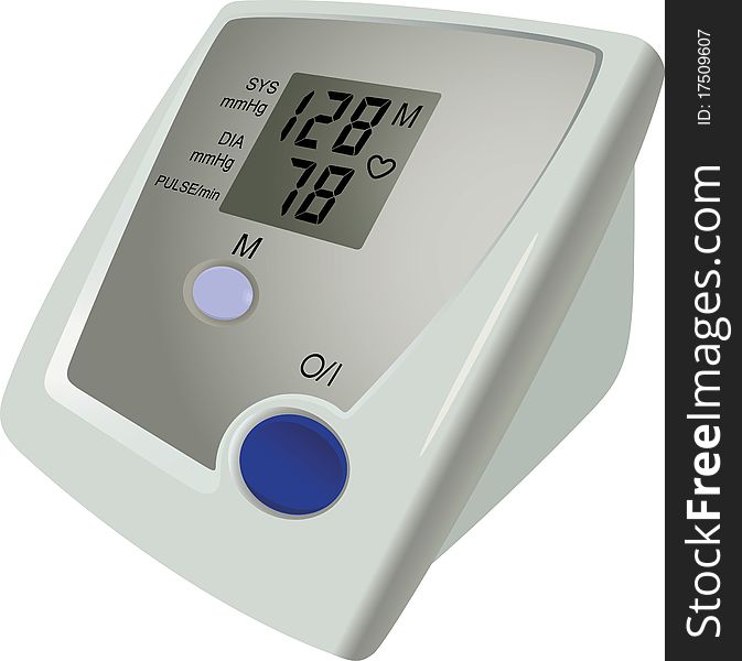 The digital monitor shows result of measurement of a blood pressure