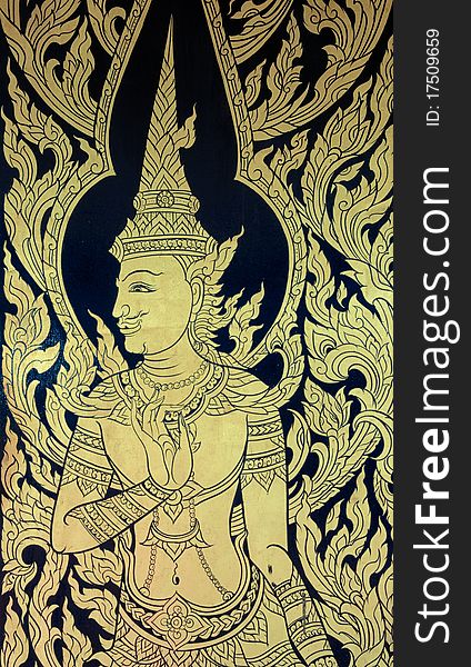 Traditional Thai style painting in Bangkok
