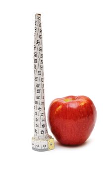 Red Apple And Tape Measure Royalty Free Stock Photography Red Apple And Tape Measure Royalty Free Stock Photography