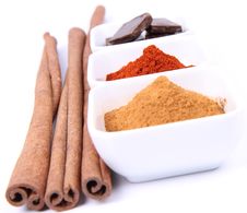 Chocolate, Cinnamon And Chili Stock Photos Chocolate, Cinnamon And Chili Stock Photos