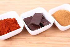Chocolate, Cinnamon And Chili Royalty Free Stock Images Chocolate, Cinnamon And Chili Royalty Free Stock Images