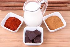 Chocolate,milk, Cinnamon And Chili Royalty Free Stock Photos Chocolate,milk, Cinnamon And Chili Royalty Free Stock Photos