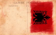 Old Vintage Grunge Postcard Albania Flag Stock Photos Old Vintage Grunge Postcard Albania Flag Stock Photos