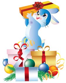 Rabbit With Gifts. Stock Photos Rabbit With Gifts. Stock Photos