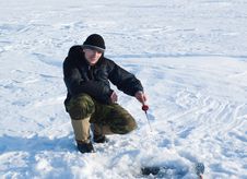 The Fisherman On Winter Fishing Stock Photo The Fisherman On Winter Fishing Stock Photo
