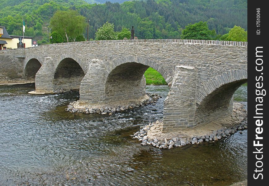 Restored stone bridge in Germany