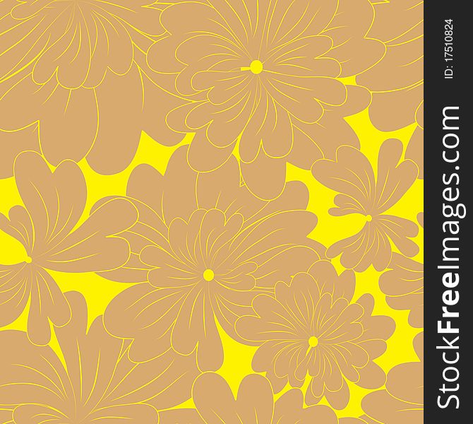 Excellent seamless pattern with flowers on yellow background.