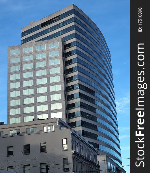 The ODS tower viewed from downtown Portland Oregon at sunset. The ODS tower viewed from downtown Portland Oregon at sunset.