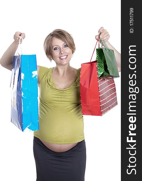 Young pregnant woman shopping while expecting baby
