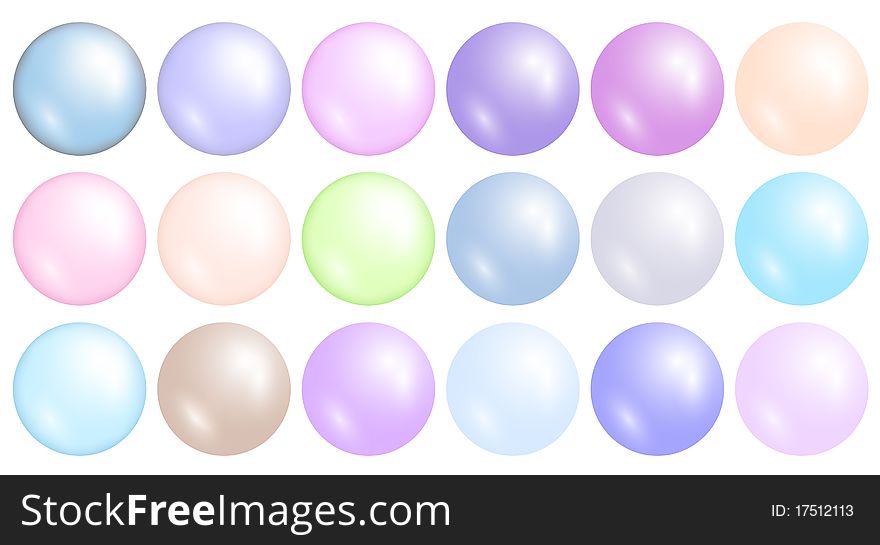 Illustration of the multicolored pearl set