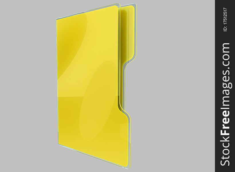 Yellow folder in glassy coating with nice reflections isolated on light gray background. Yellow folder in glassy coating with nice reflections isolated on light gray background