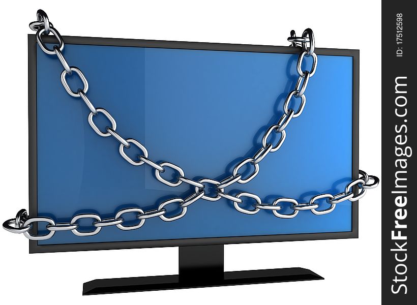 Lcd Monitor With Chains Isolated