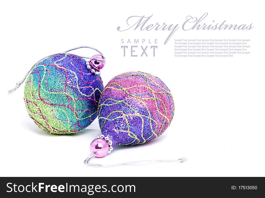 Isolated shiny pink Christmas ball with copy space