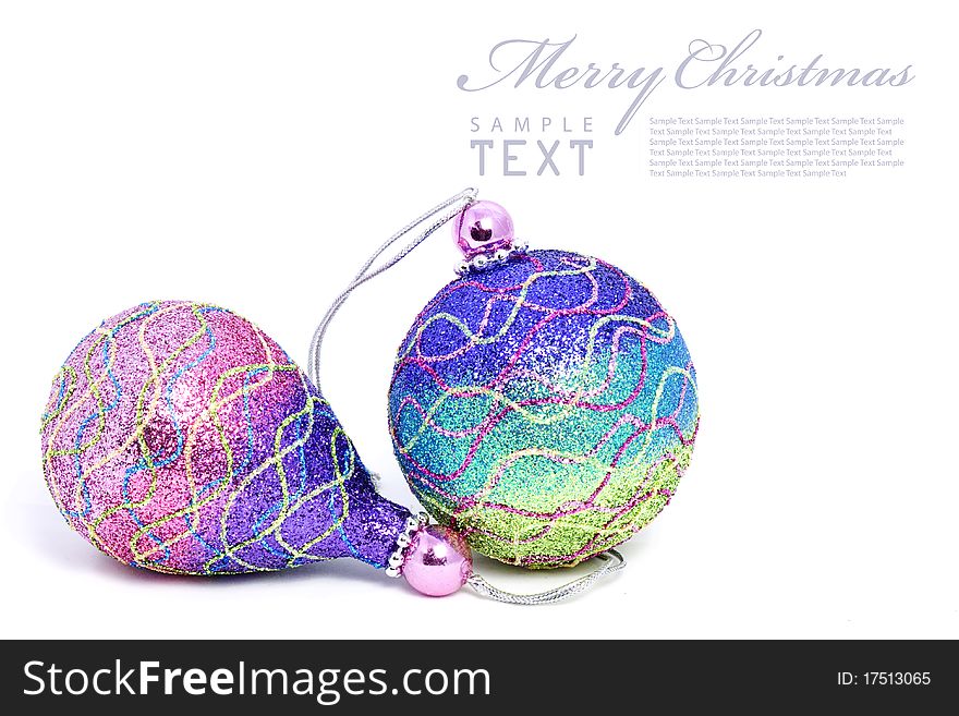 Isolated shiny pink Christmas ball with copy space