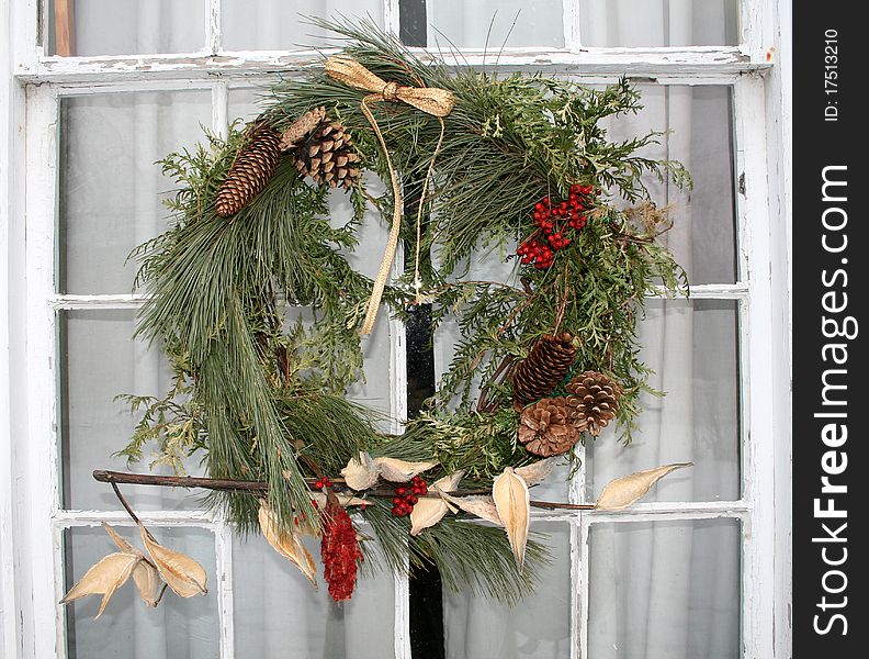 Christmas garland on the window