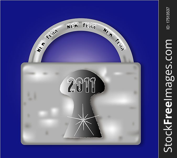 Silver lock for the New Year 2011, .. Adobe Illustrator. Silver lock for the New Year 2011, .. Adobe Illustrator