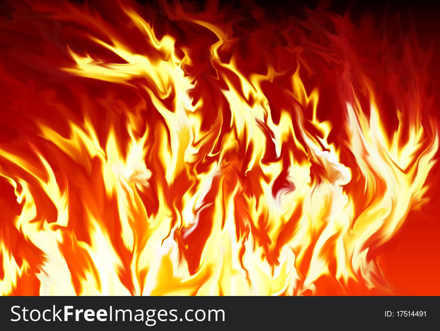 Realistic crazy fire or flame on black background. Realistic crazy fire or flame on black background.