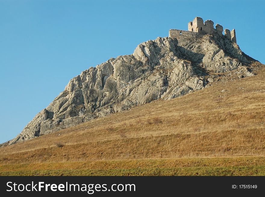 Coltesti fortress on a rocky height. Transylvania