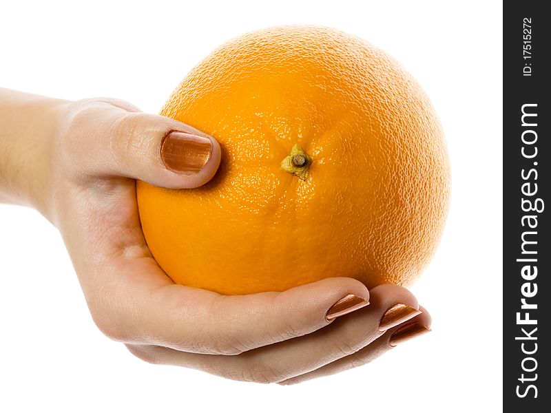 Orange in a hand