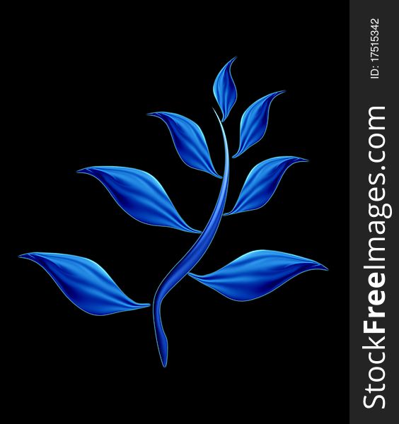 Shiny stylish blue plant on black background.