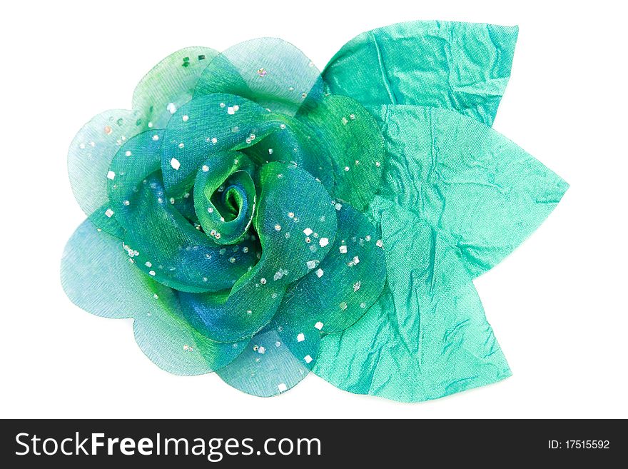 Green fabrics rose insulated on white background