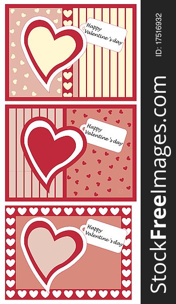 Set of pink and white card to celebrate Valentine's day. Vector. Set of pink and white card to celebrate Valentine's day. Vector.