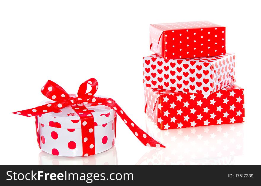 Red and white gifts for any celebration isolated over white