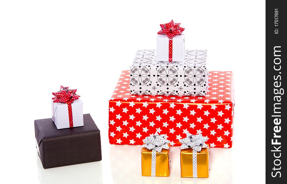 Colorful and luxury decorated gifts isolated over white. Colorful and luxury decorated gifts isolated over white