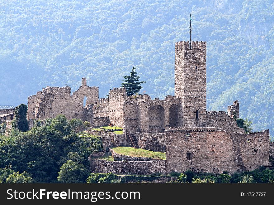 Breno’s Castle, XII century, in the North of Italy. Brixia province, Lombardy region