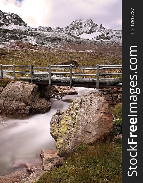 Gavia Torrent at Gavia Pass, Brixia province, Lombardy region, Italy. 2651 meters on the sea-level