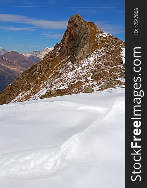 Piz-Tri Peak at 2308 meters on the sea-level. Brixia province, Lombardy region, Italy