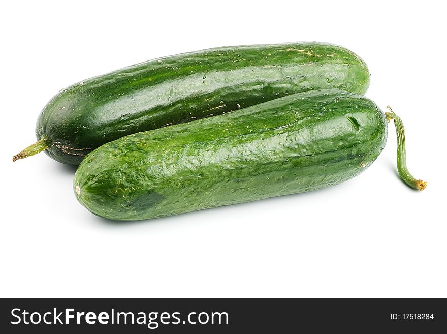 Two cucumbers isolated on white