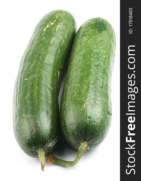 Two cucumbers isolated on white